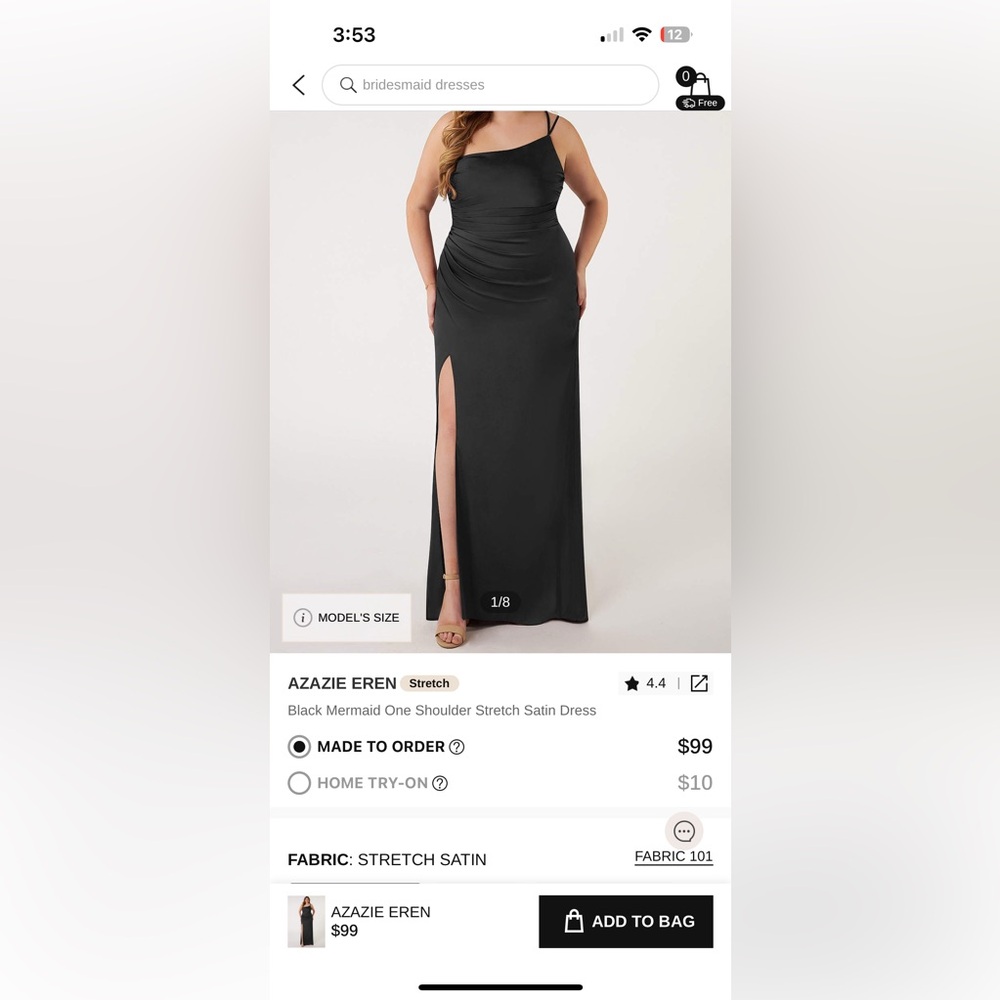 Women’s black satin dress